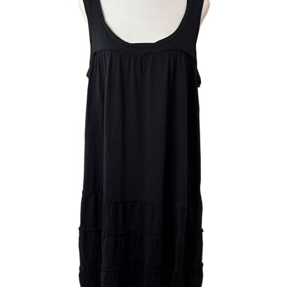 Hi Line Casual Black Tiered Loose Fit Flowy Dress / Cover Up Size Small - Picture 8 of 12